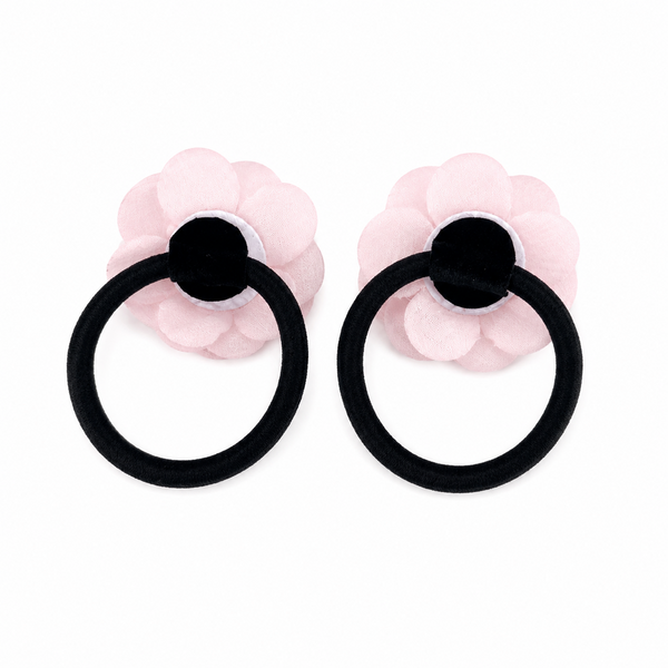 Set of 2 Pearl Flower Hair Rubber Bands- Pink