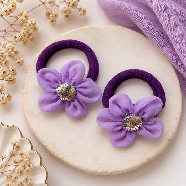 Sequin Flower Rubber Band- Lavender