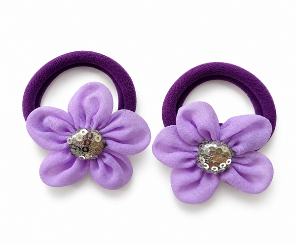 Sequin Flower Rubber Band- Lavender