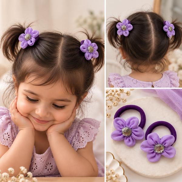 Sequin Flower Rubber Band- Lavender