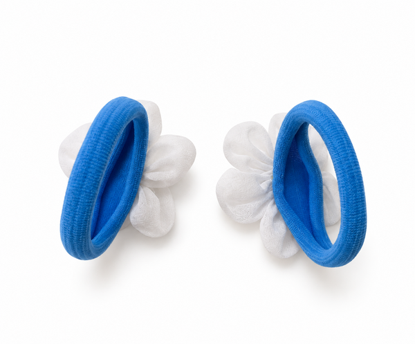 Sequin Flower Rubber Band- White