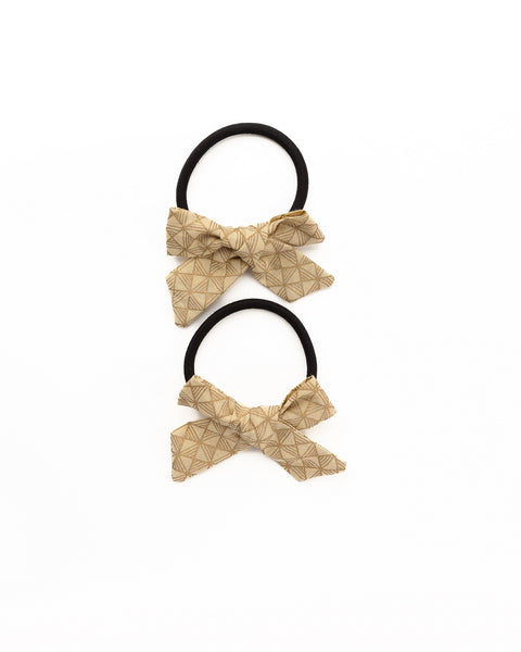 Handmade Tiny Knot Polka Dot Hair Tie Set- Golden