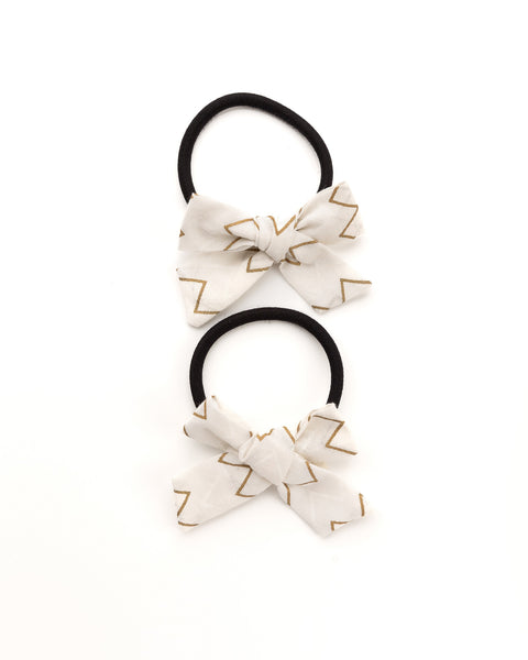 Handmade Tiny Knot Polka Dot Hair Tie Set- White