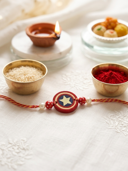 Kids Caption America Rakhi- Red
