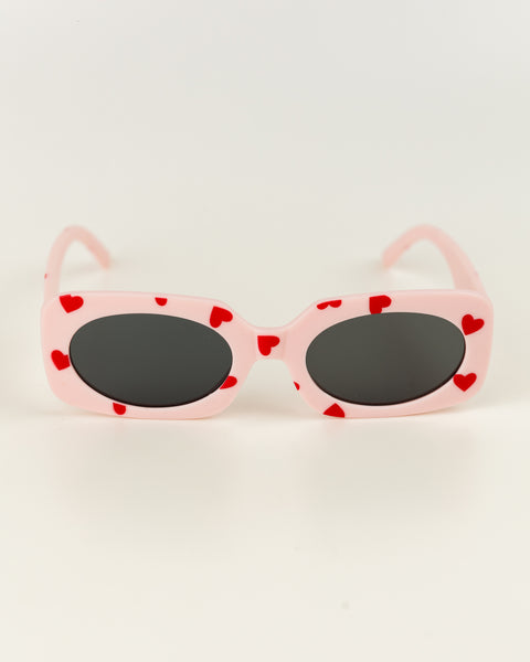 Kids Heart Printed Sunglasses - Light Pink