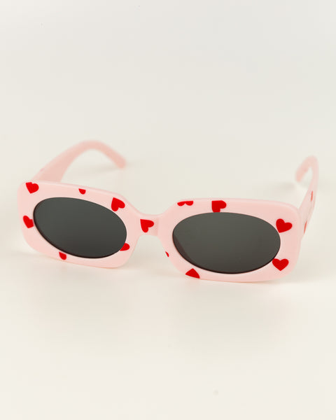 Kids Heart Printed Sunglasses - Light Pink