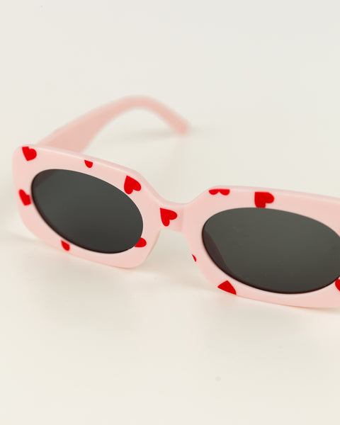 Kids Heart Printed Sunglasses - Light Pink