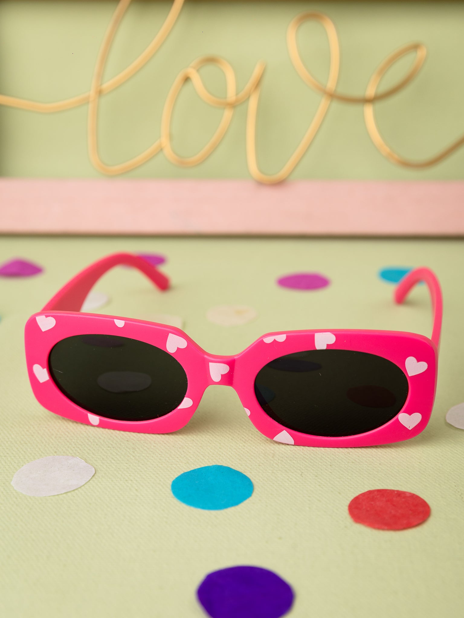 Kids Heart Printed Sunglasses - Pink