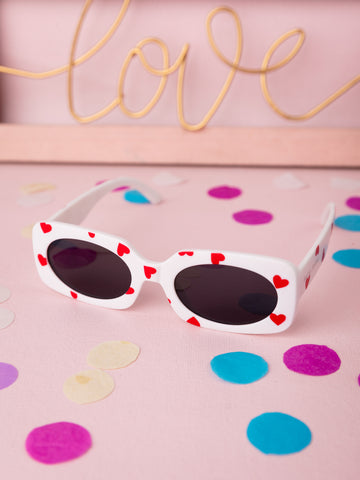 Kids Heart Printed Sunglasses - White