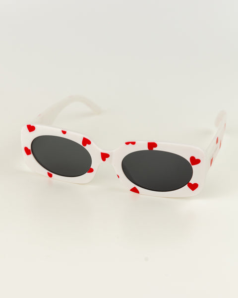 Kids Heart Printed Sunglasses - White