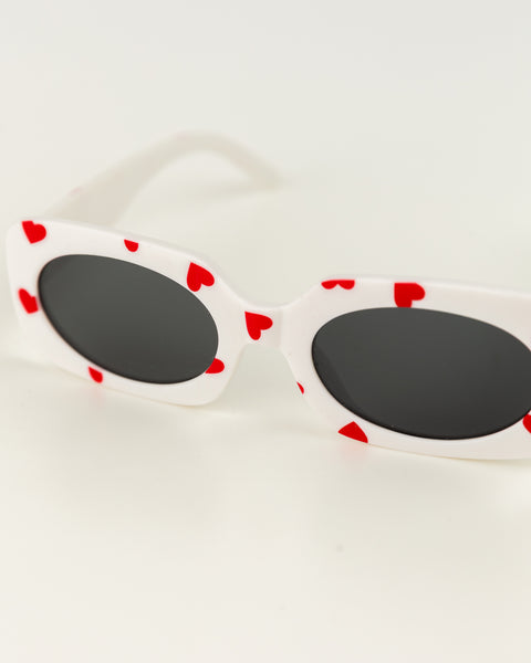 Kids Heart Printed Sunglasses - White