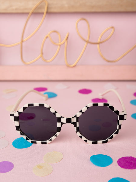 Checkered Sunglasses for Kids - Black & White