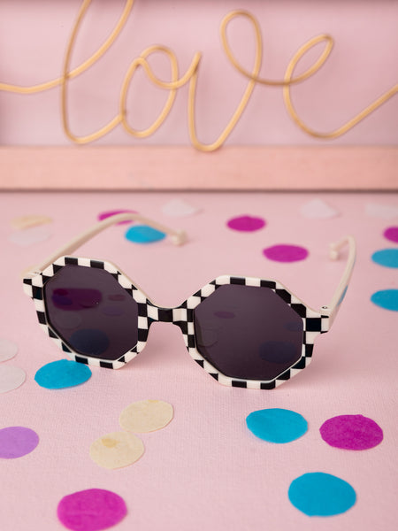 Checkered Sunglasses for Kids - Black & White