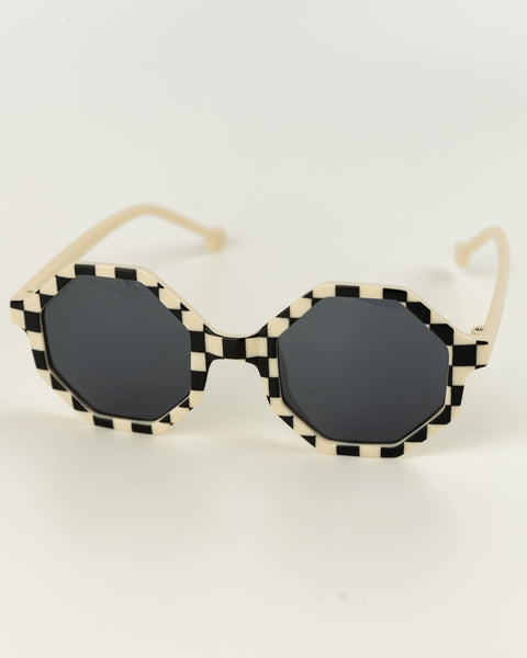 Checkered Sunglasses for Kids - Black & White