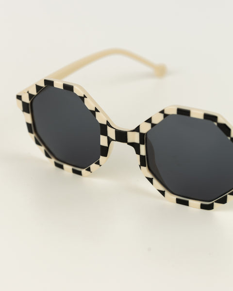 Checkered Sunglasses for Kids - Black & White