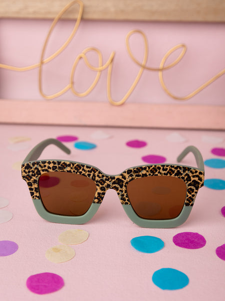 Kids Leopard Print Sunglasses - Pistachio