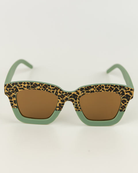 Kids Leopard Print Sunglasses - Pistachio