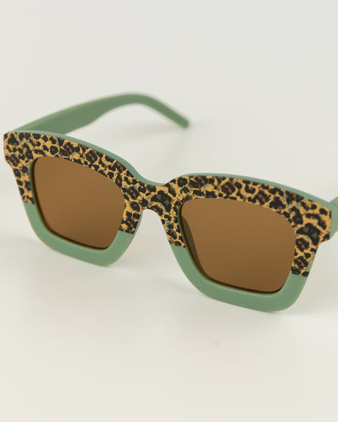 Kids Leopard Print Sunglasses - Pistachio