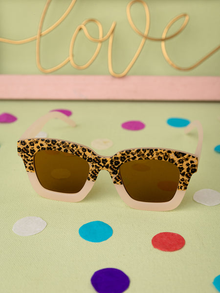 Kids Leopard Print Sunglasses - Light Pink