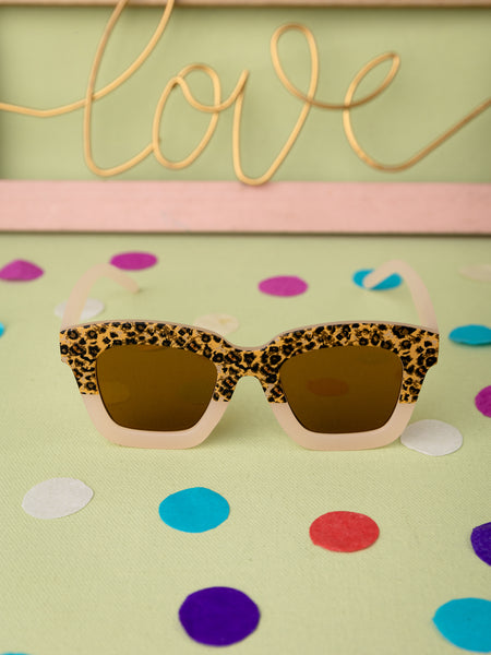 Kids Leopard Print Sunglasses - Light Pink