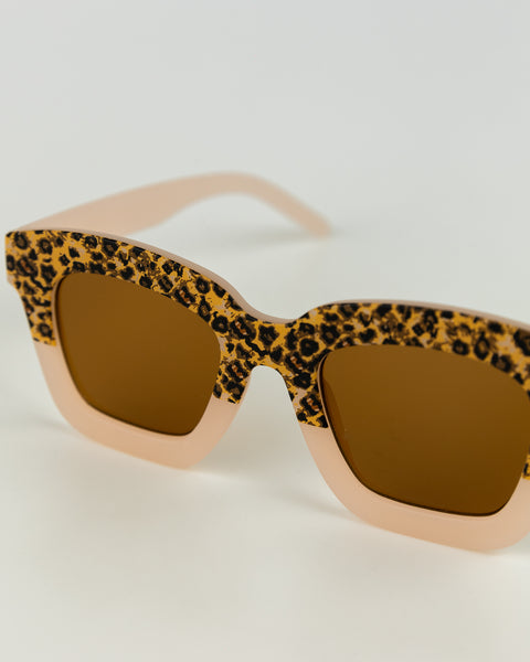 Kids Leopard Print Sunglasses - Light Pink