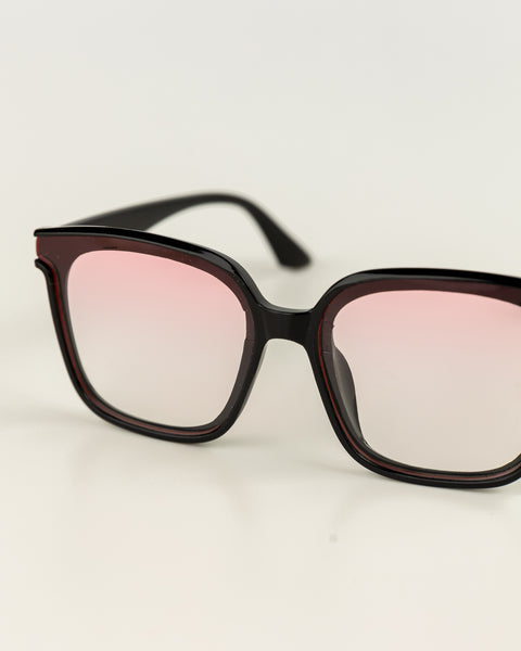 Kids Solid Square Sunglasses - Black & Pink