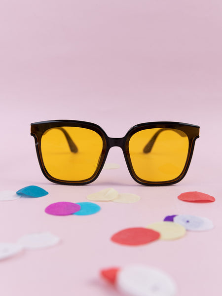 Kids Solid Square Sunglasses - Black & Yellow