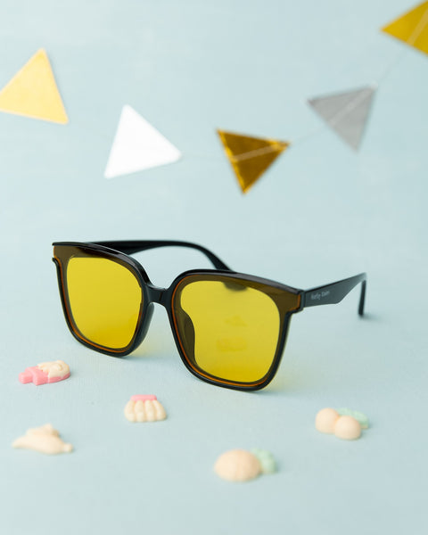 Kids Solid Square Sunglasses - Black & Yellow