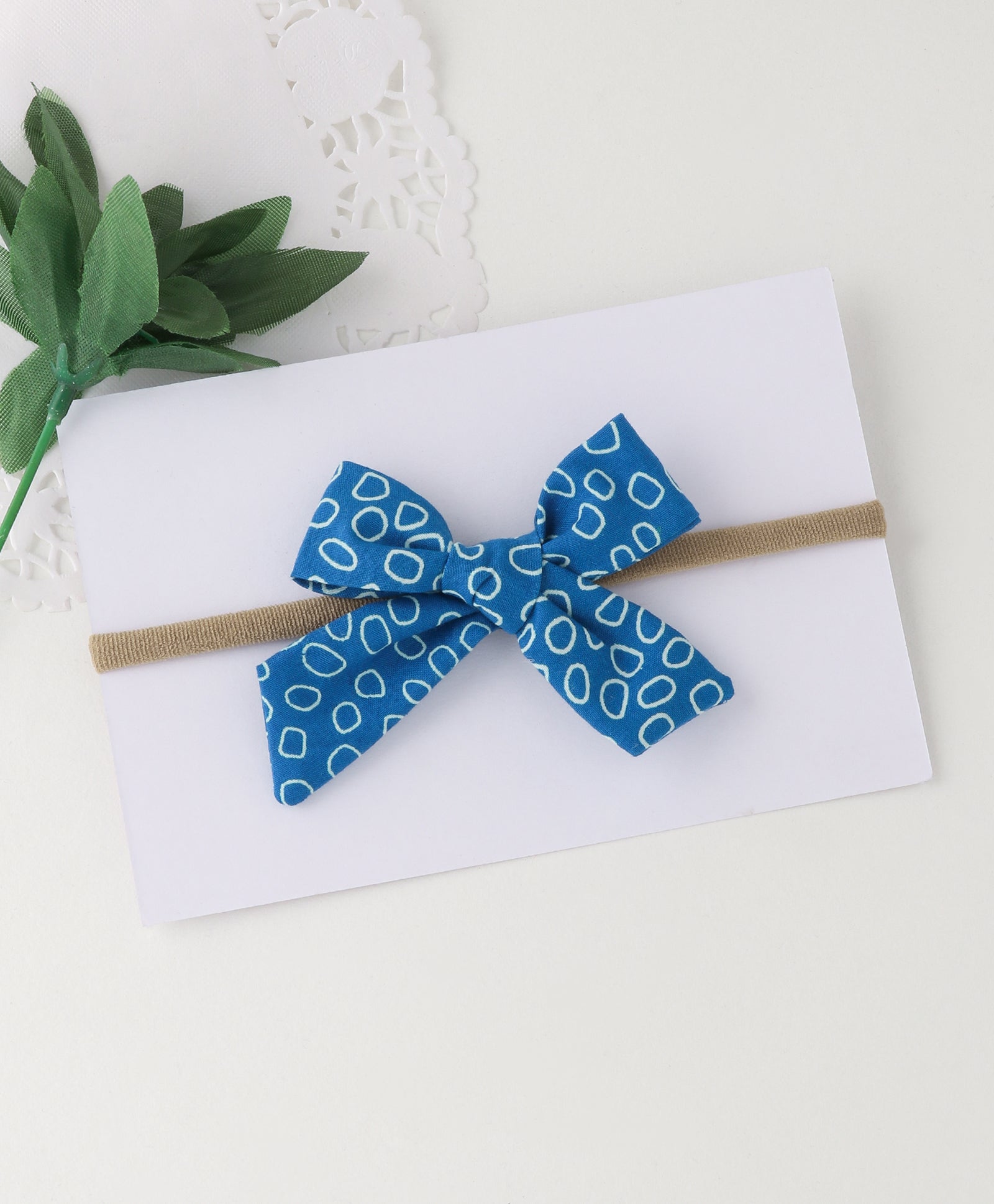 Tiny Polka Dots Knot Bow Headband - Blue