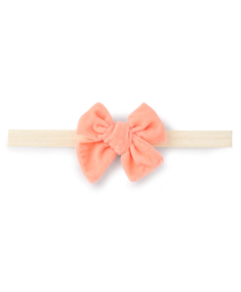 Velvet Knot Bow Headband - Peach