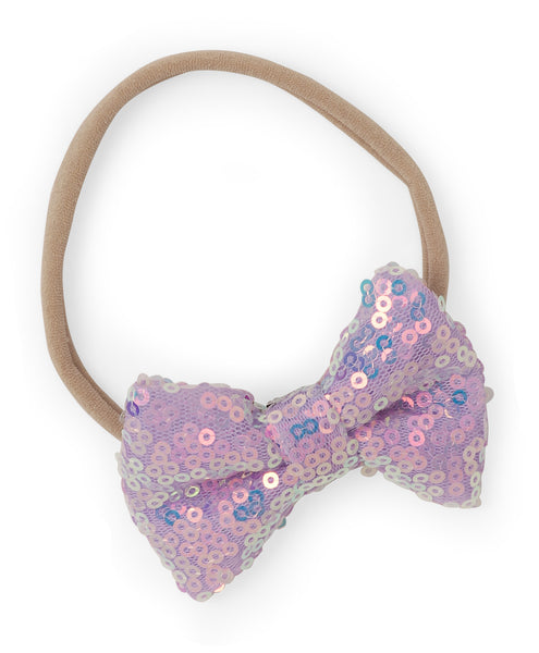 Sequin Party Bow Headband Set - Lavender & Peach