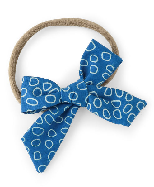 Tiny Polka Dots Knot Bow Headband - Blue