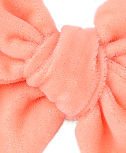 Velvet Knot Bow Headband - Peach