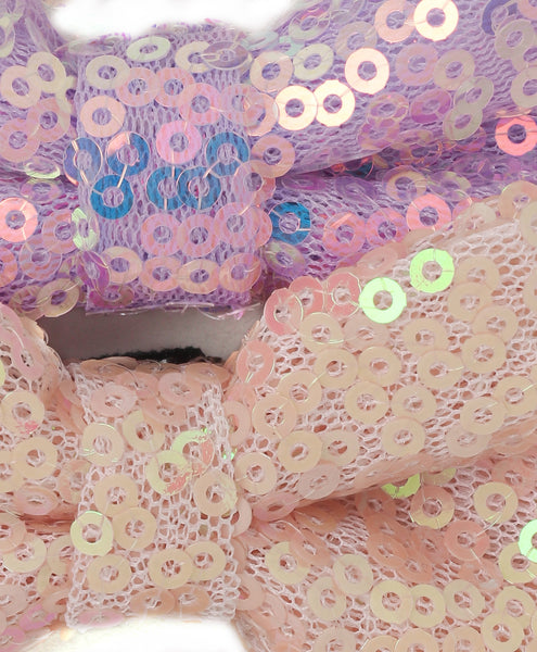 Sequin Party Bow Headband Set - Lavender & Peach