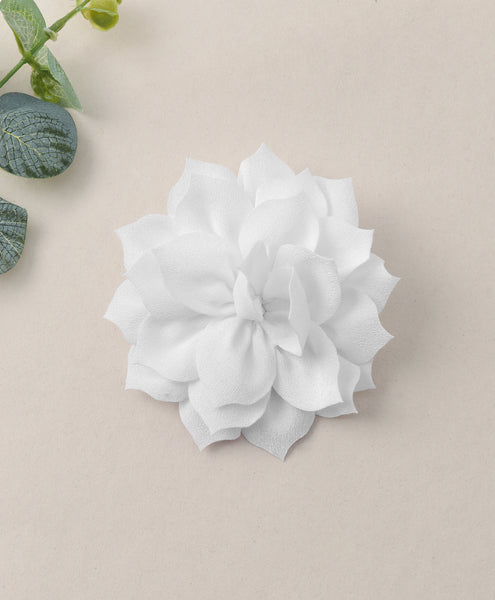 Flower Applique Alligator Clip- White