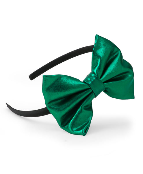Leather Bow Hair Band - Green