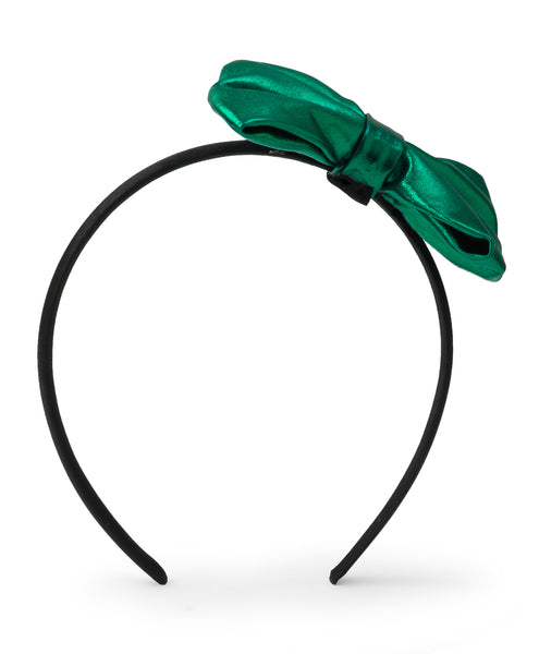 Leather Bow Hair Band - Green