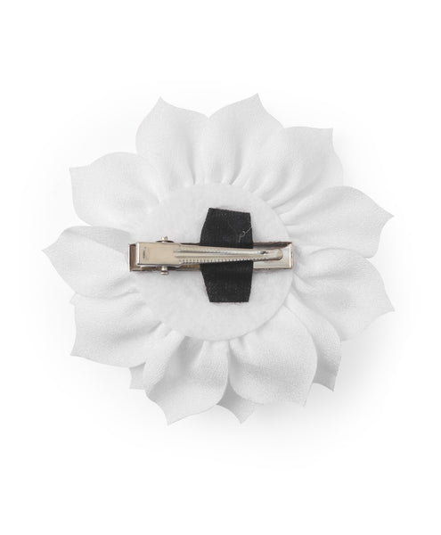 Flower Applique Alligator Clip- White