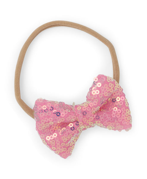 Sequin Party Bow Headband Set - Pink & Blue