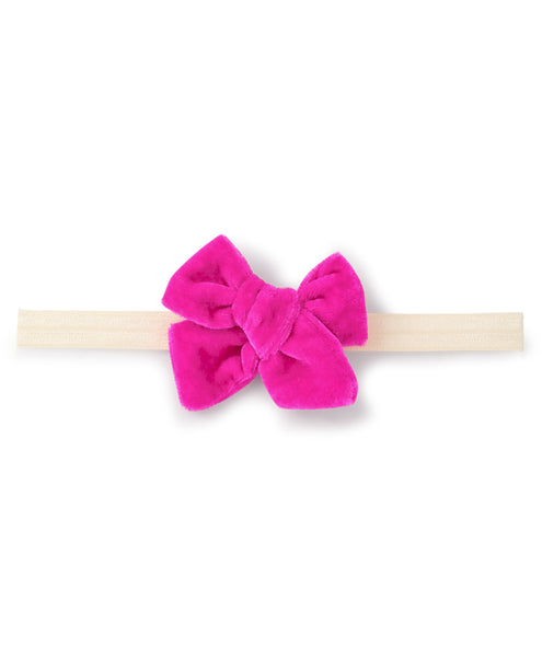 Velvet Knot Bow Headband - Neon Pink