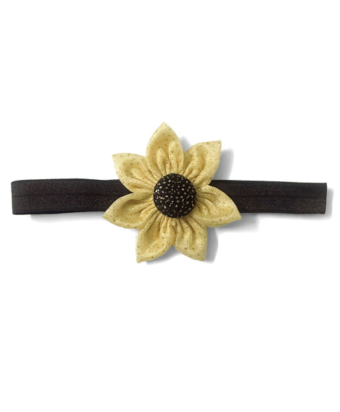 Big Glitter Flower Hairband - Beige