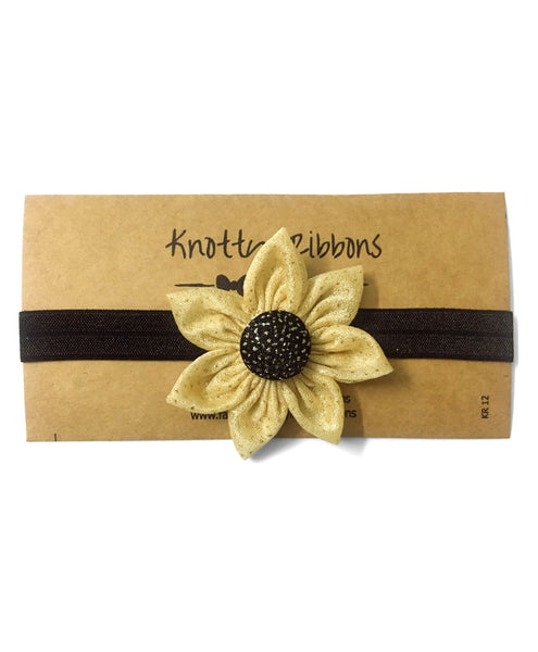 Big Glitter Flower Hairband - Beige