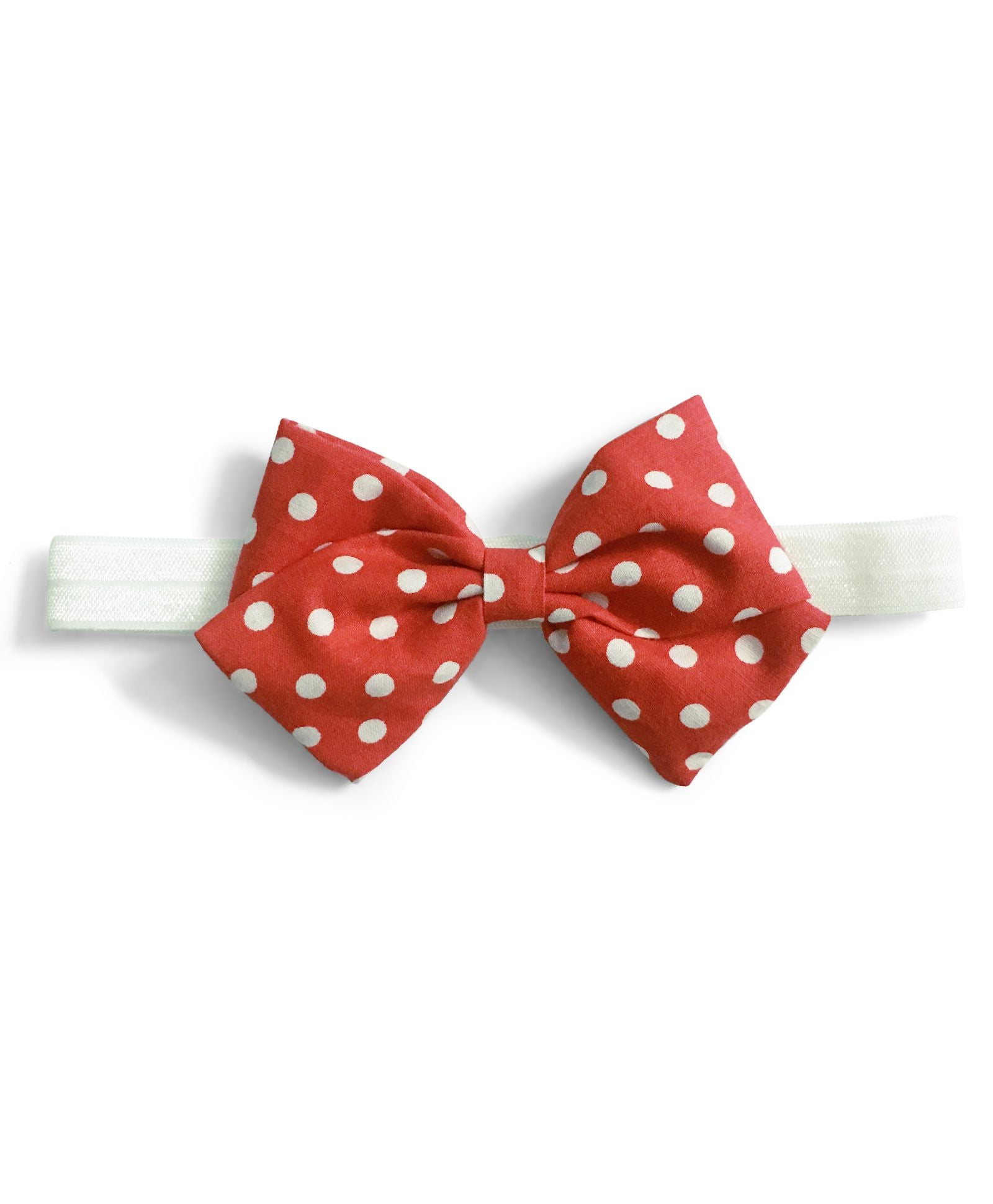 Polka Dots School Bow Hairband - Red