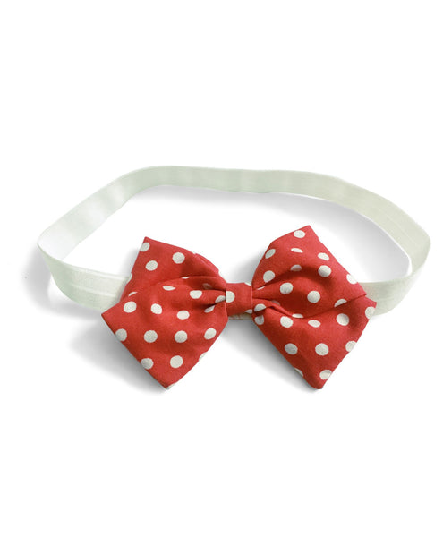 Polka Dots School Bow Hairband - Red