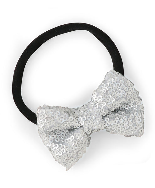 Sequin Party Bow Headband Set - Blue & Silver