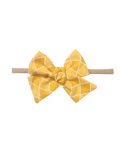 Printed Knot Bow Headband - Yellow