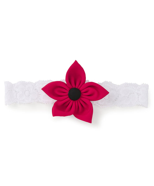 Flower & Heart Bow Hairband Set - Black & Red
