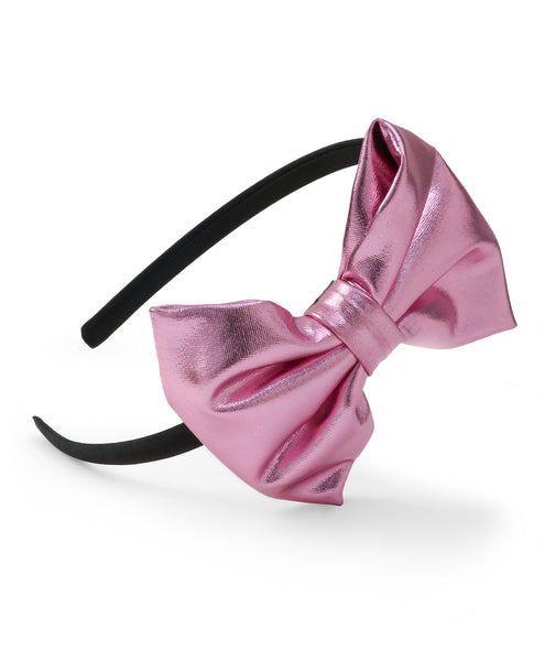 Leather Bow Hair Band - Light Pink