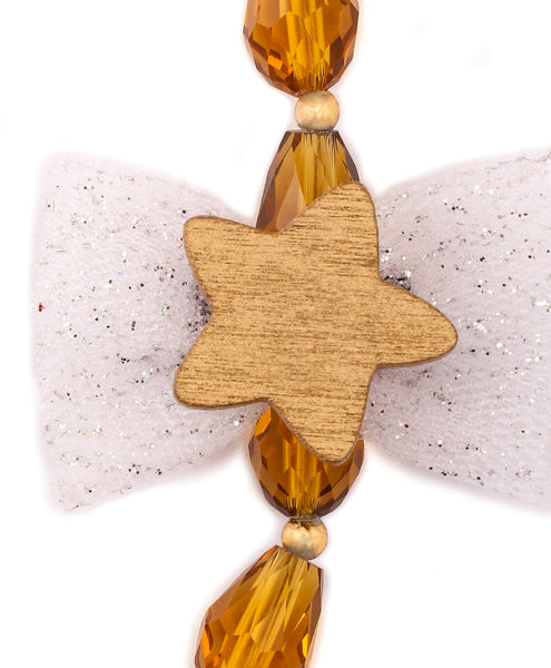 Necklace with Star & Butterfly Applique - Brown