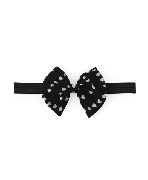 Printed School Bow Headband - Black